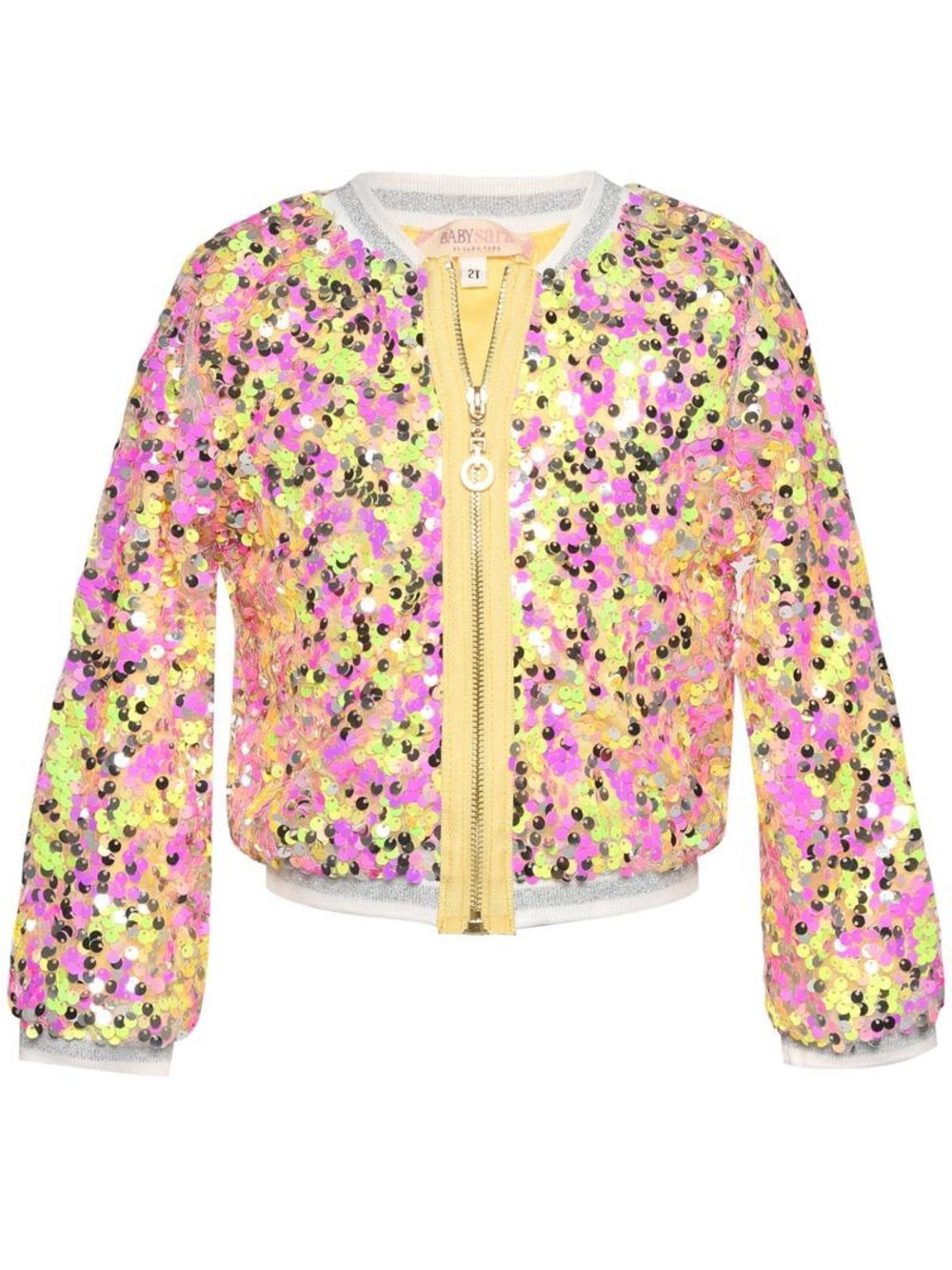 Baby Sara Girls Sequin Bomber Jacket Pink Gold Sparkle Size 2T